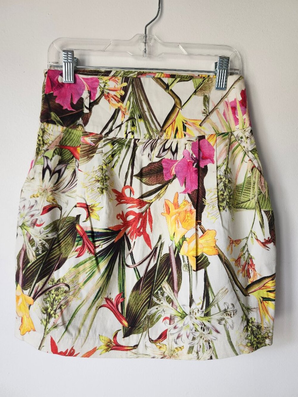 Bright Tropical Mini Skirt Flowers + Palms + Pockets